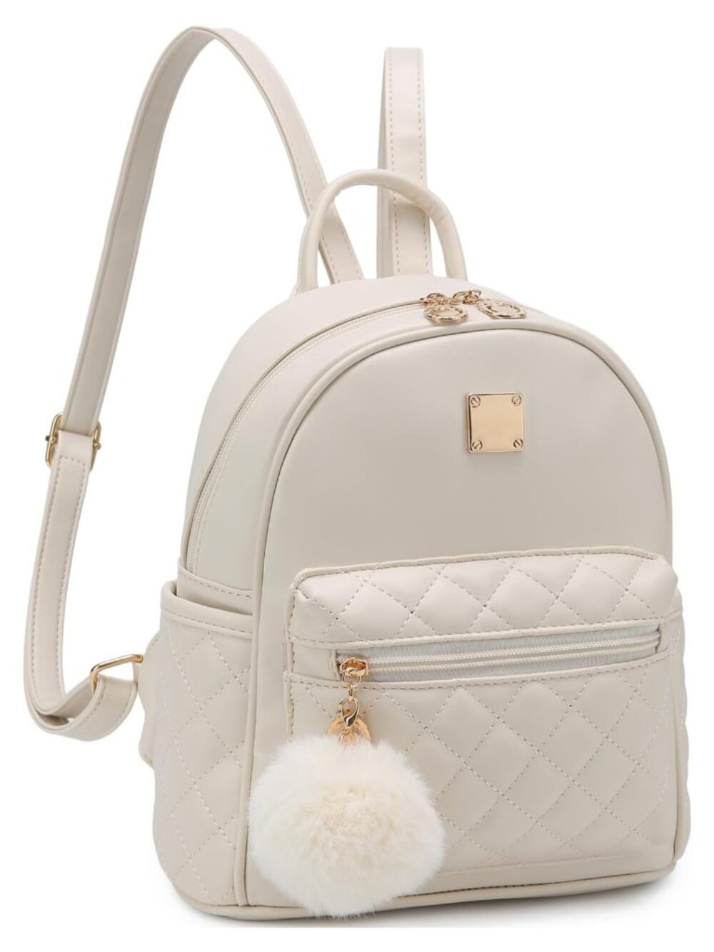 Mini Backpack Purse Plaid Faux Leather Adjustable Straps Zipper Closure